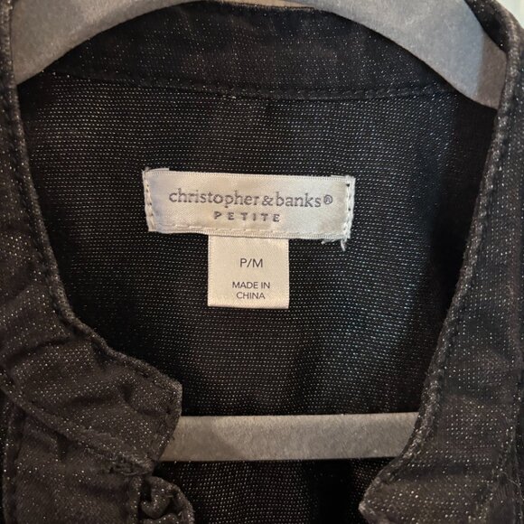 Christopher & Banks Black Denim Sparkle Jacket ~ Petite Medium ~ NWT - Picture 2 of 7
